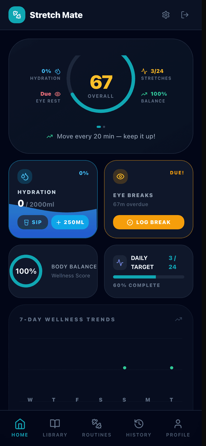 Stretch Mate interface screenshot
