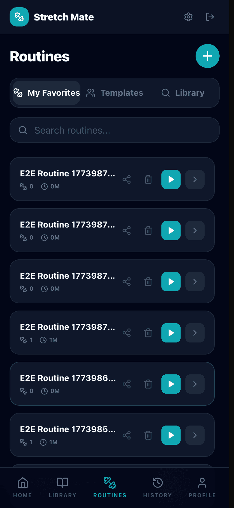 Stretch Mate interface screenshot