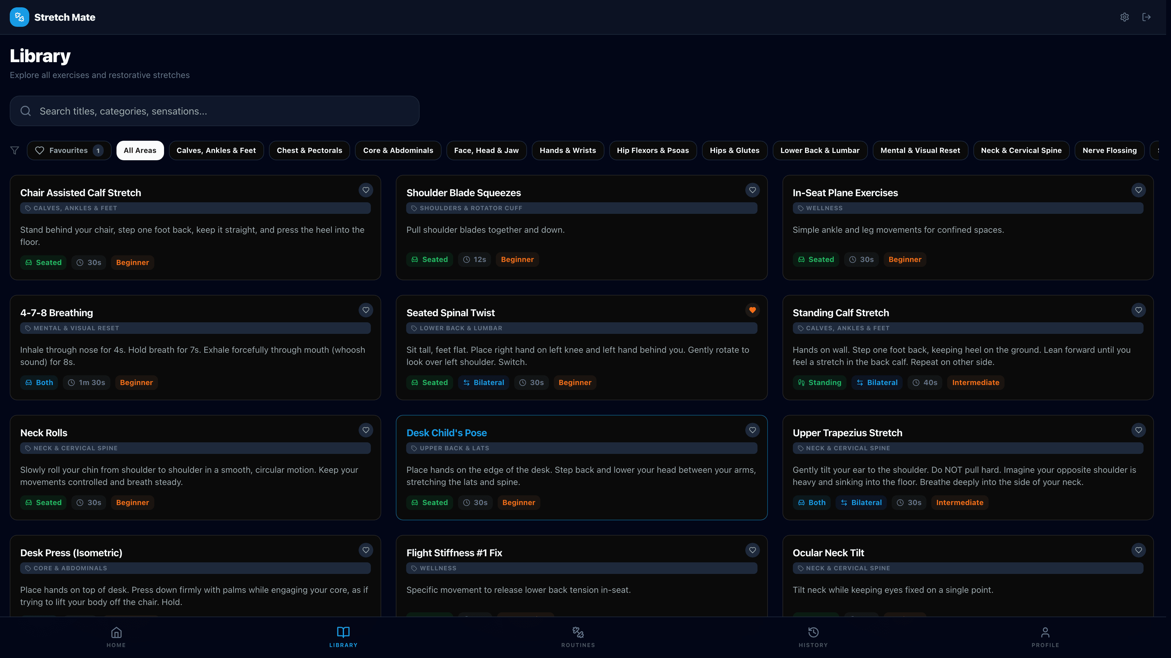 Stretch Mate interface screenshot