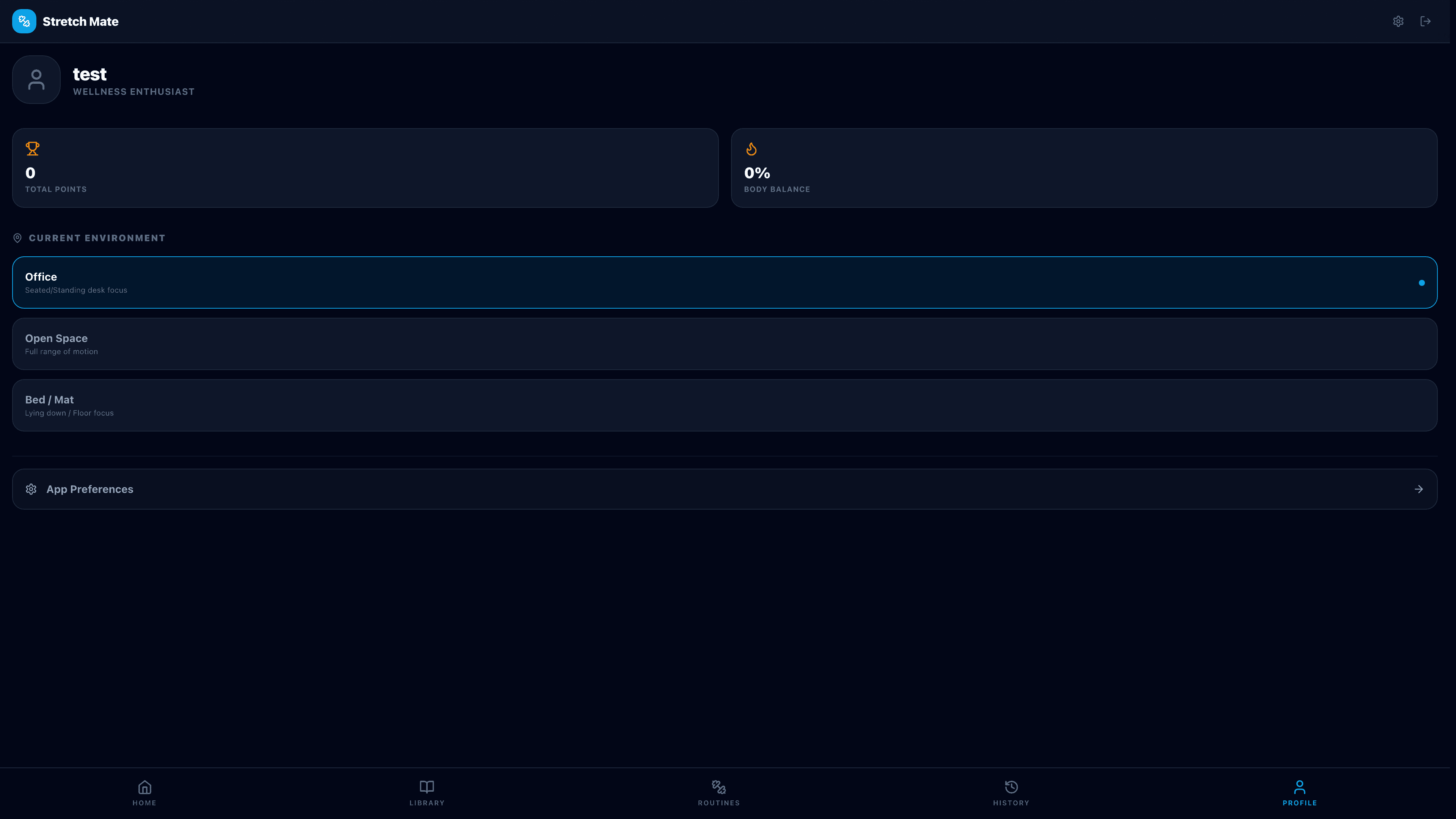 Stretch Mate interface screenshot