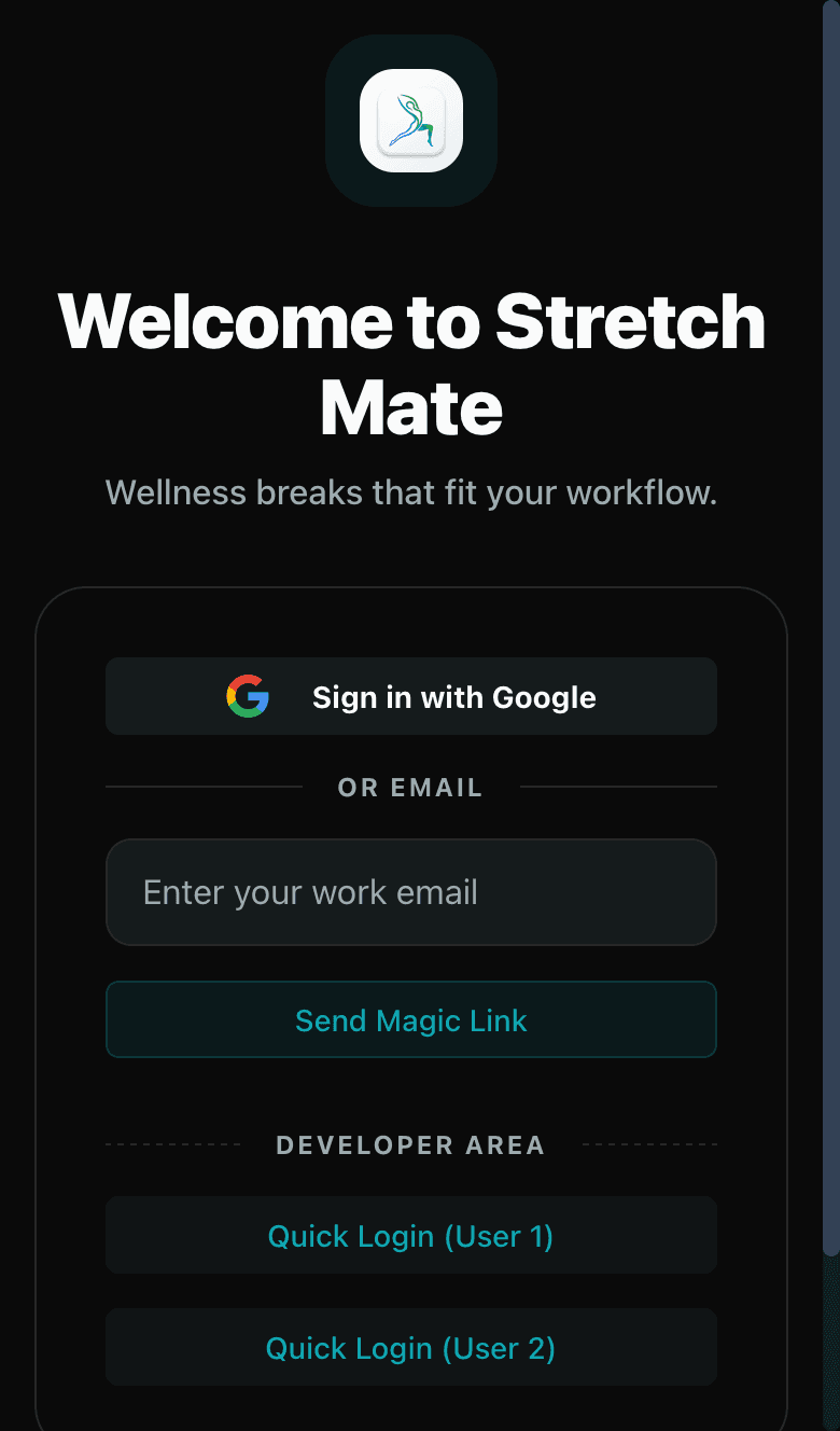 Stretch Mate interface screenshot