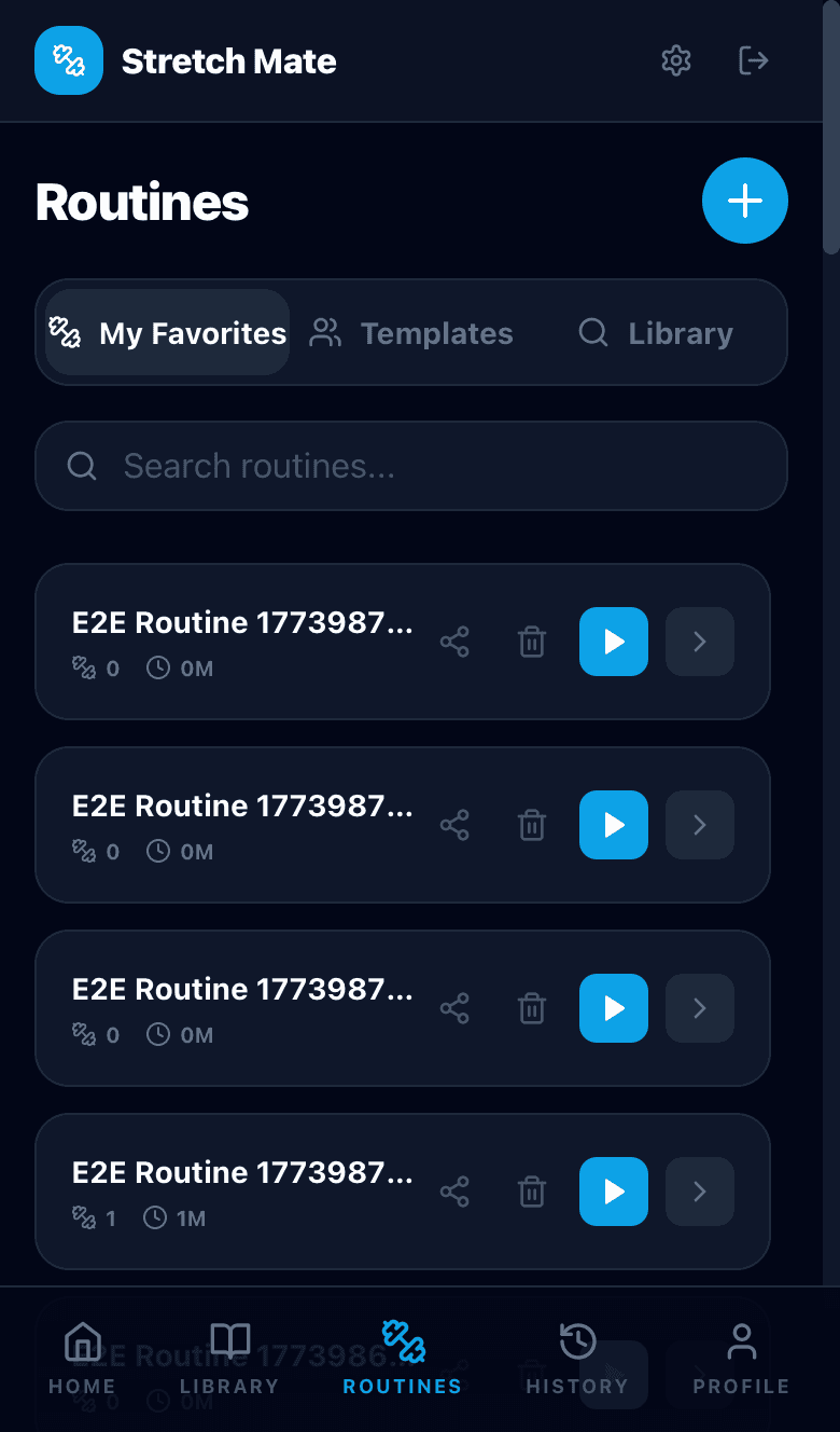 Stretch Mate interface screenshot
