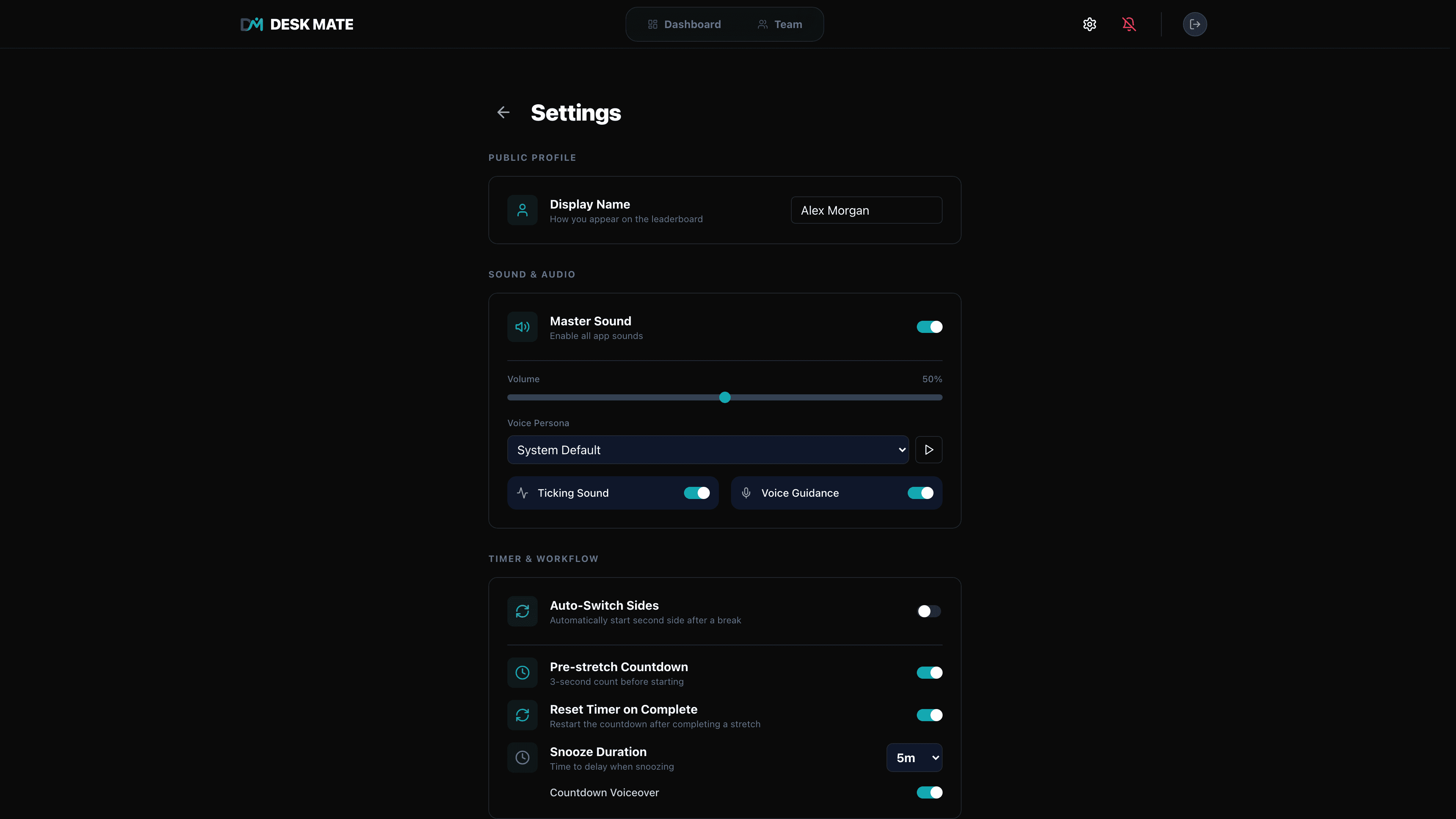 Desk Mate interface screenshot