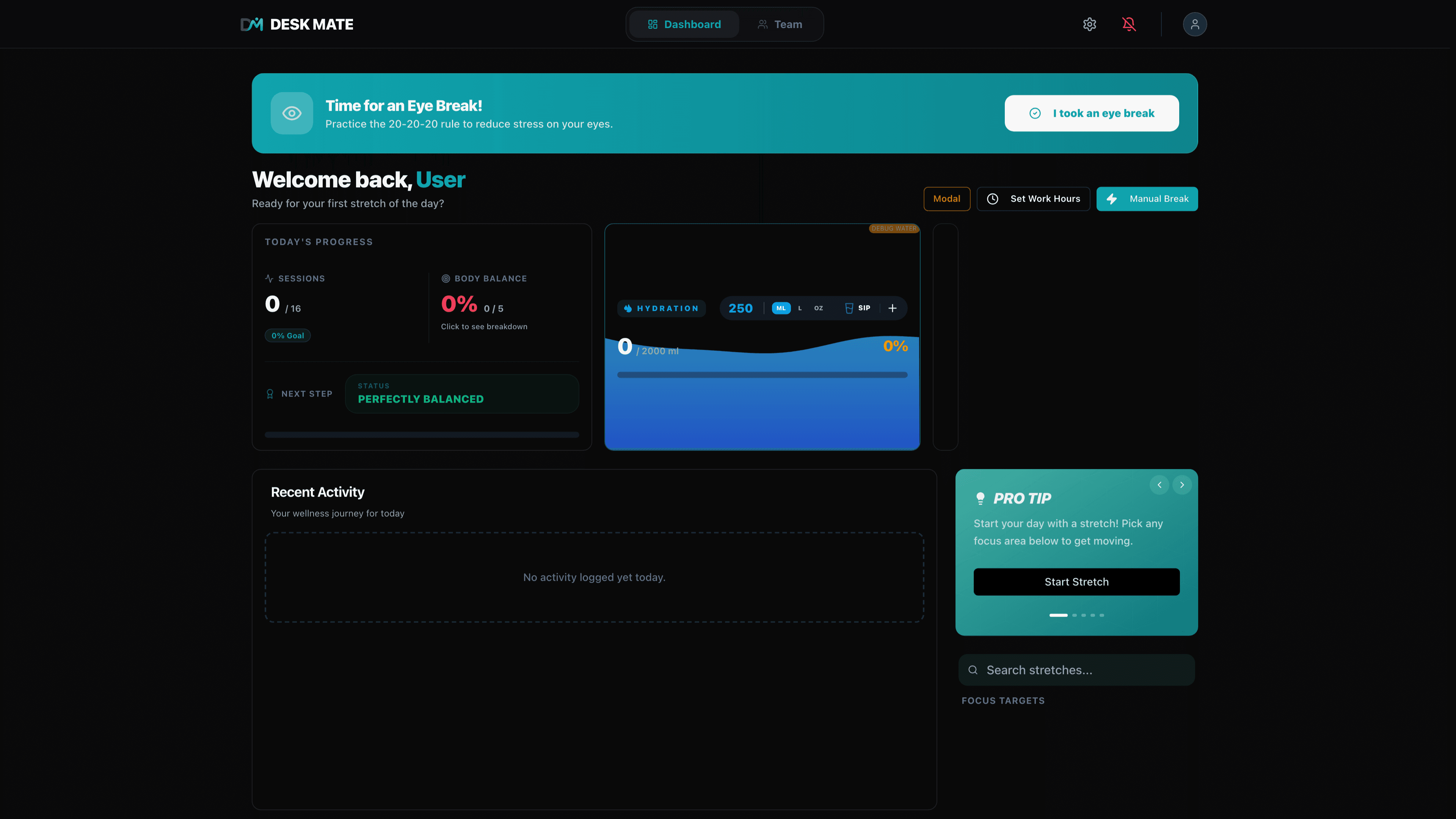 Desk Mate interface screenshot